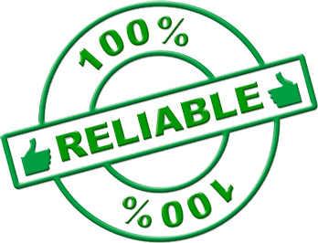 image with '100% Reliable' written in green ink