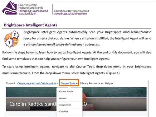 screenshot of the Intellegent Agents Guide