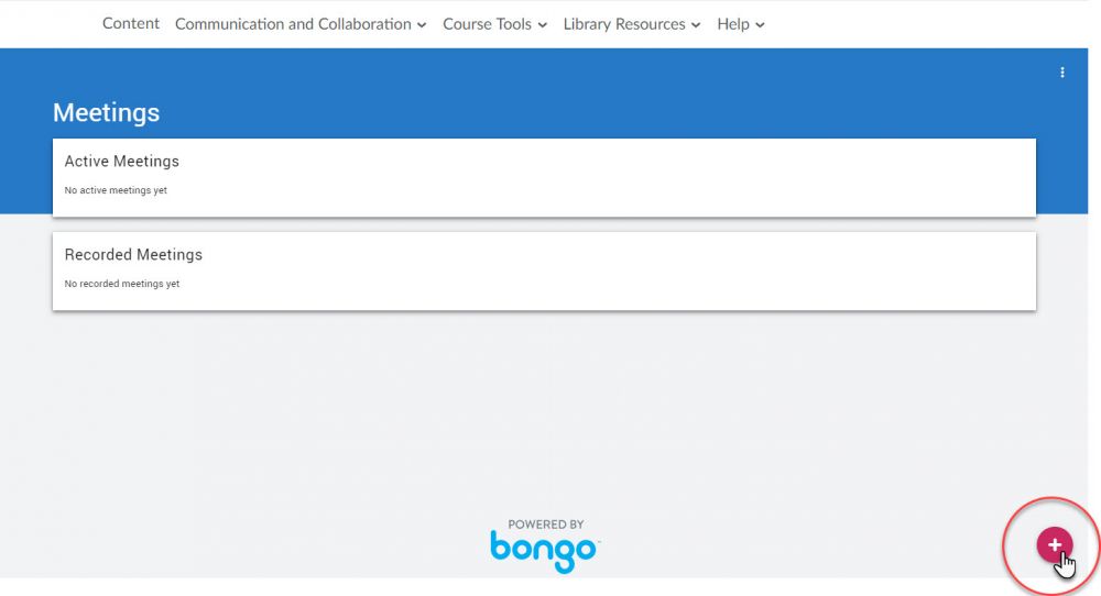 Bongo meetings screen