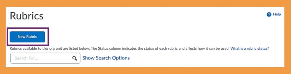 Screenshot of New Rubric button to start creating a new rubric