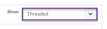 Selecting Threaded from the Show dropdown menu