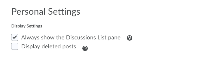 Discussions list pane check box