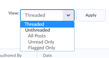 View menu for discussions in grid view