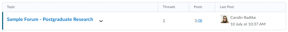 Unread posts (shown in brackets) Sample showing unread posts