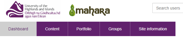 Picture of Mahara dashboard