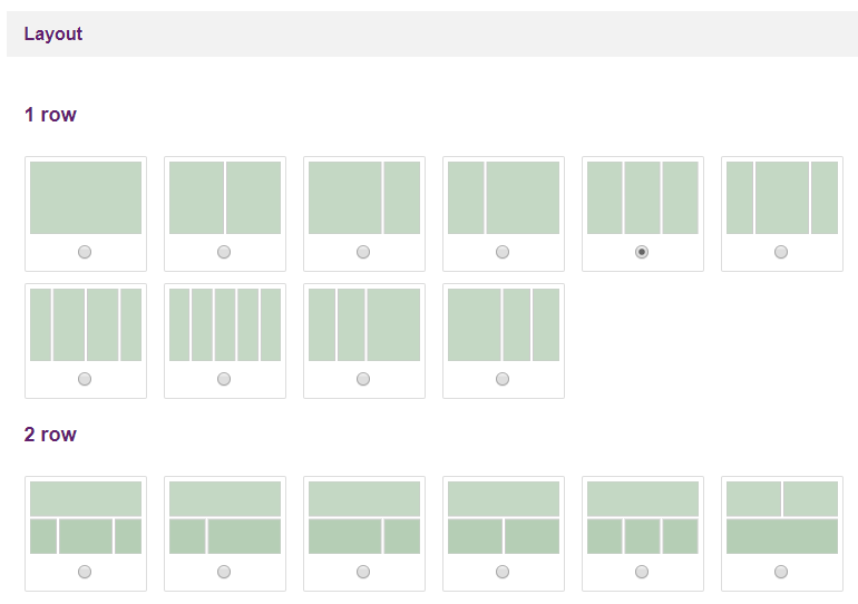 Image showing visual options for different page layouts you can have in your blog