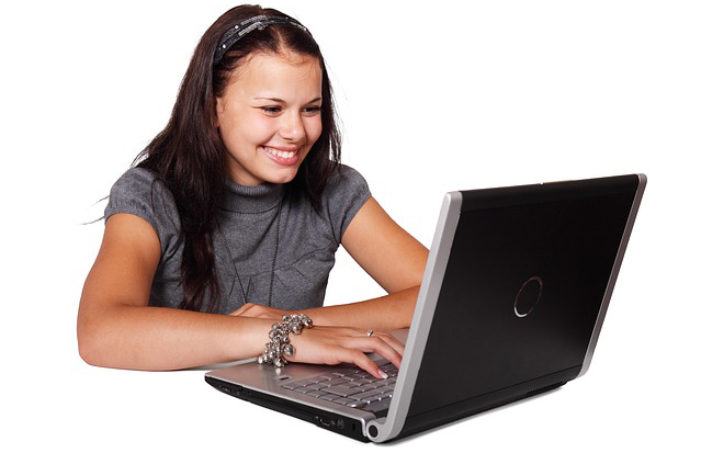 girl working at laptop
