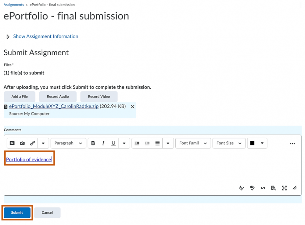 Assignment submission window