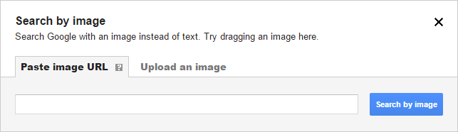 Google search by image dialog box