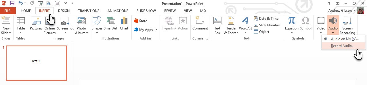 recording audio with PowerPoint