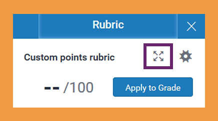 Screenshot of how to expand the rubric for marking
