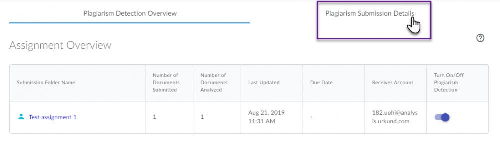 Initial Assignments screen - showing student submissions